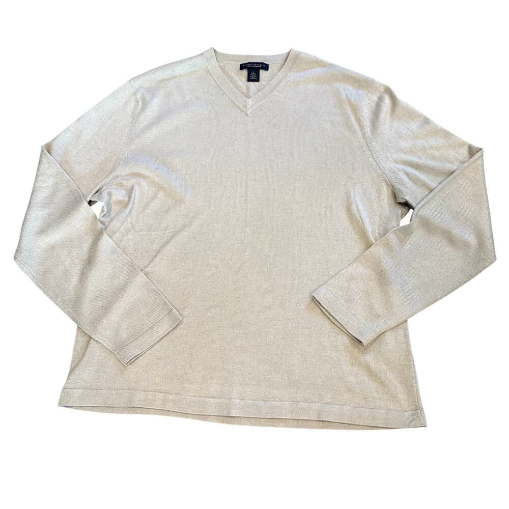 Banana Republic Mens Silk Cashmere V-Neck Sweater Gray Large Pullover